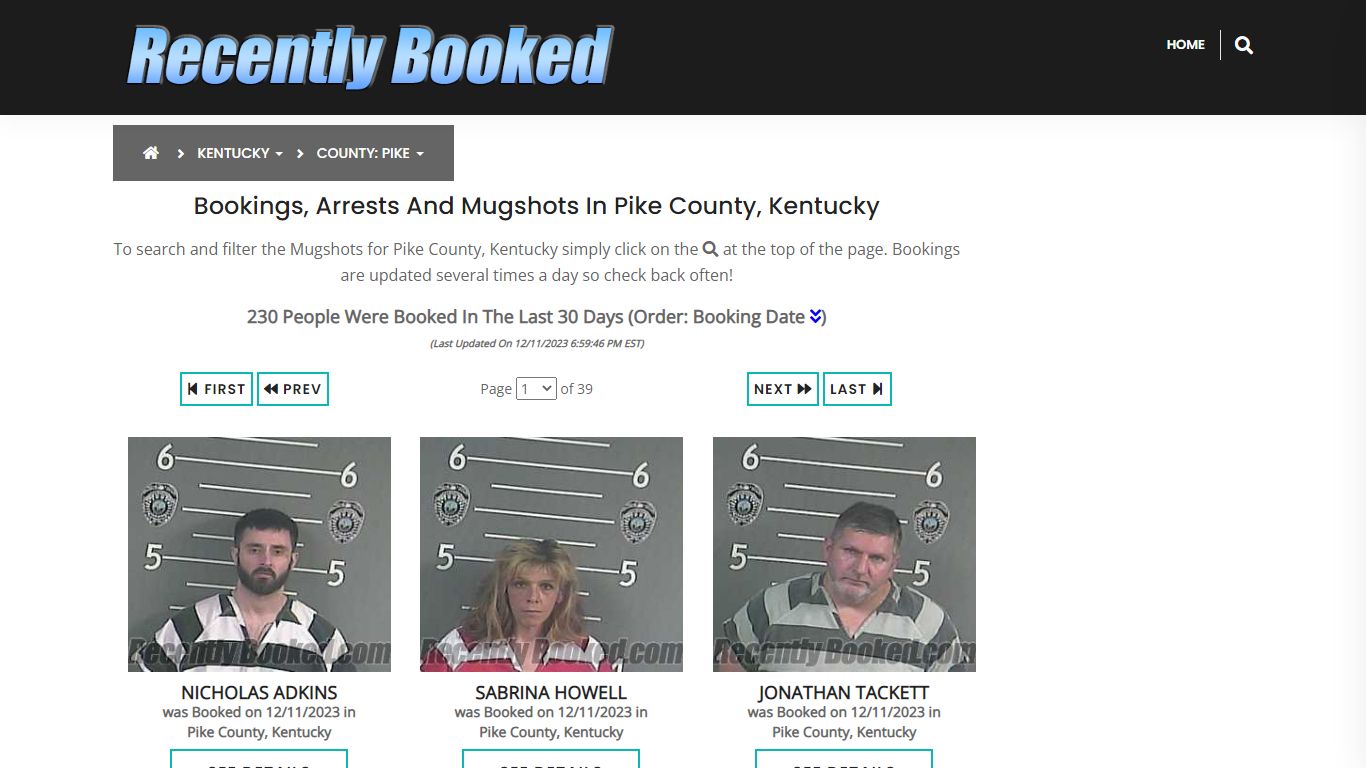 Recent bookings, Arrests, Mugshots in Pike County, Kentucky